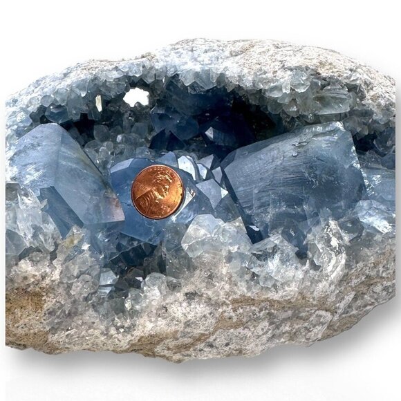 Large Celestite Cluster XXL Points Blue Crystal Natural Raw Rough Freeform - Picture 11 of 16